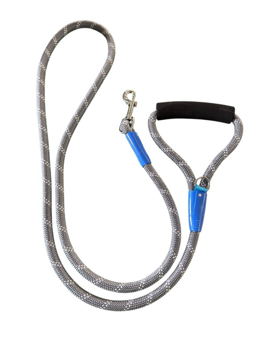Reflective Rope Dog Leash w/ Padded Handle & Metal Clip - Gray Blue - 70"
